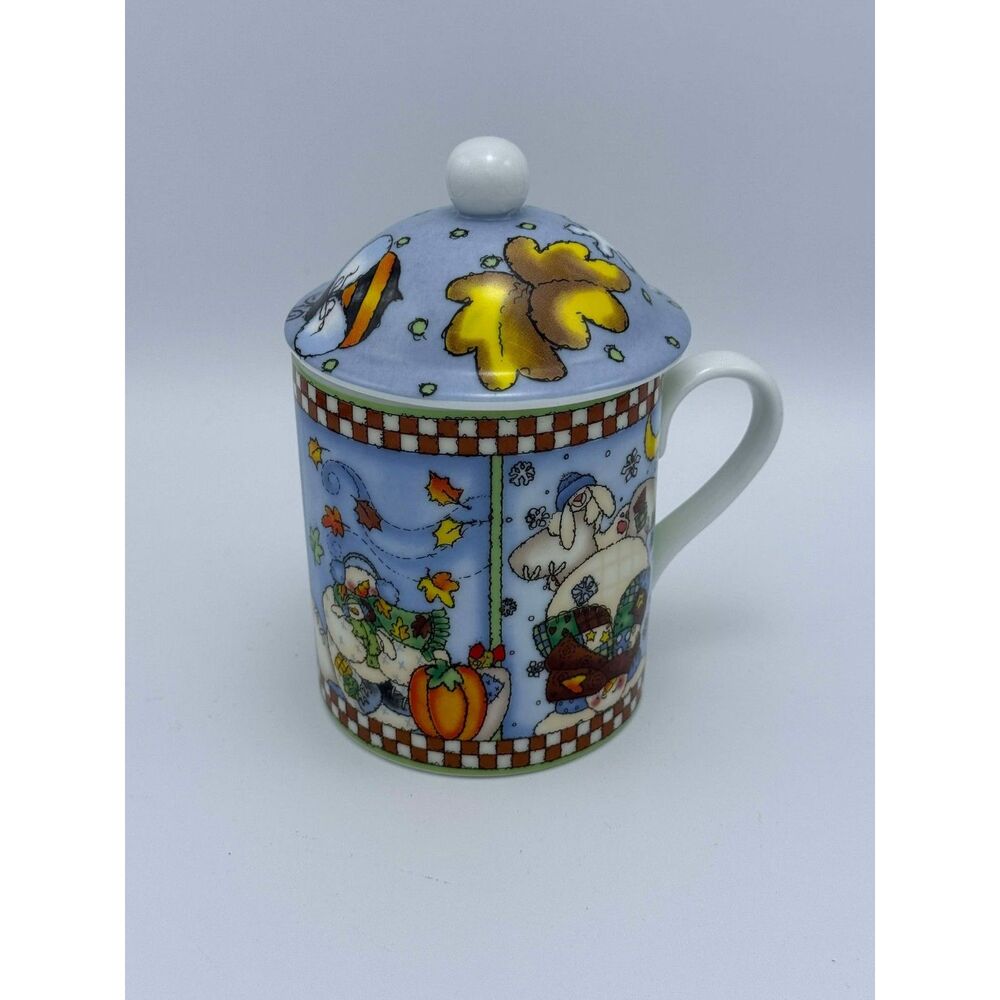 Center Street Design Be Warm Snowman Mug Lori Gardner Coffee Cup with Lid Cover